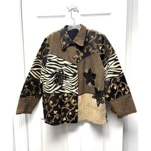 Quizz Petite Patchwork Tapestry Jacket Zebra Art Wear PL